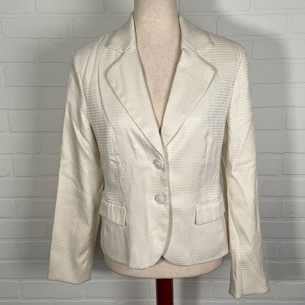 Allen by ABS Blazer Women 6 Beige Embossed Texture Lined Classic Formal VTG